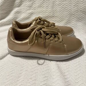 Brand new never worn Gold Faux Leather Sneakers